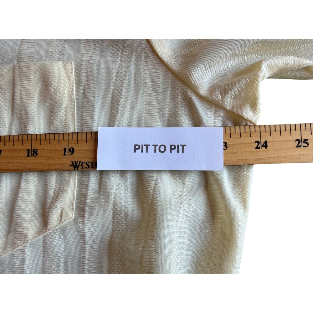Vintage 70s Envoy Knit Shirt Mens Large Yellow Wide Collar Short Sleeve Retro - Picture 7 of 10